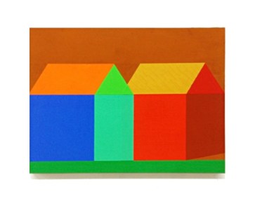 Ann Schaumburger Yellow Ochre Roof Houses 2012 Flashe on wood 12” x 16” x 1” 